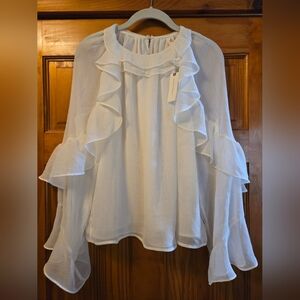 Zimmermann Ruffled White Blouse